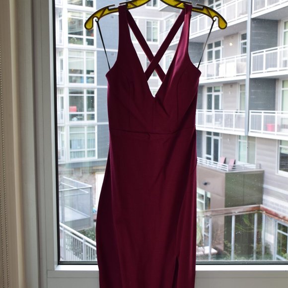 Lulu's Cocktail Dress, Burgundy, LIKE NEW! - Picture 1 of 8